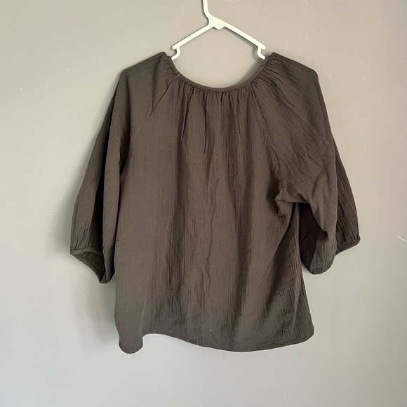 Pact Charcoal Gray Size L Coastal Double Gauze Scoop Neck Top Blouse Shirt - Picture 5 of 7